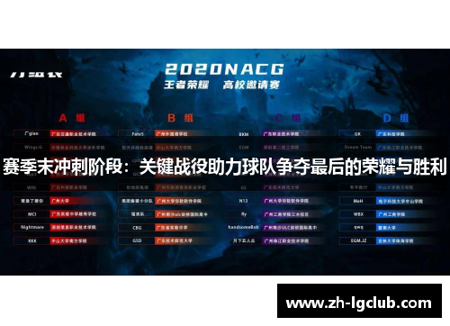 赛季末冲刺阶段：关键战役助力球队争夺最后的荣耀与胜利