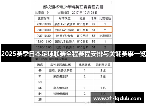 2025赛季日本足球联赛全程赛程安排与关键赛事一览
