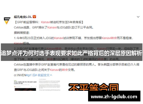 追梦点评为何对选手表现要求如此严格背后的深层原因解析