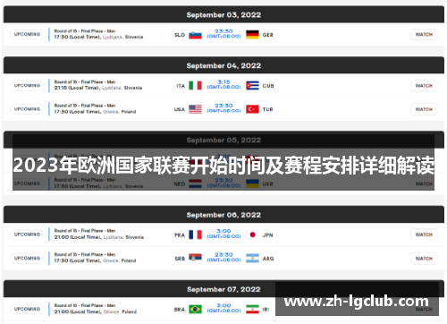 2023年欧洲国家联赛开始时间及赛程安排详细解读